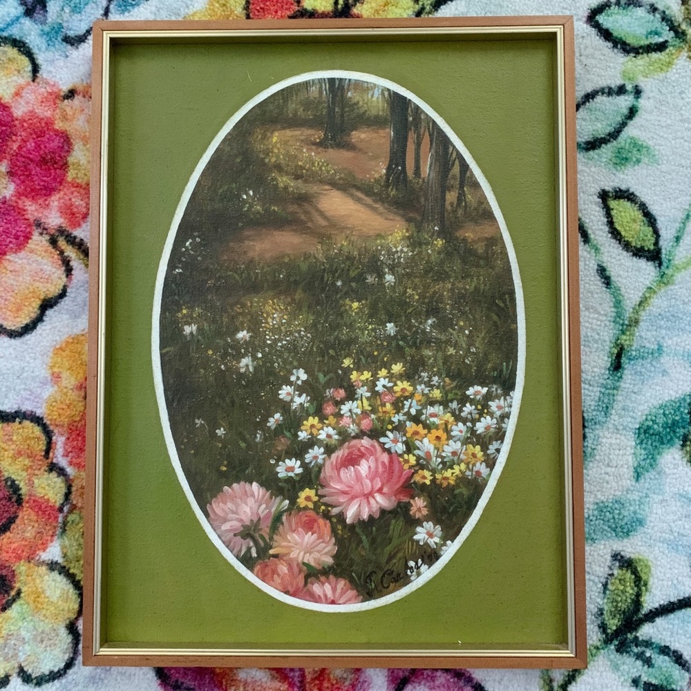 Vintage 70s Forest Oil Painting